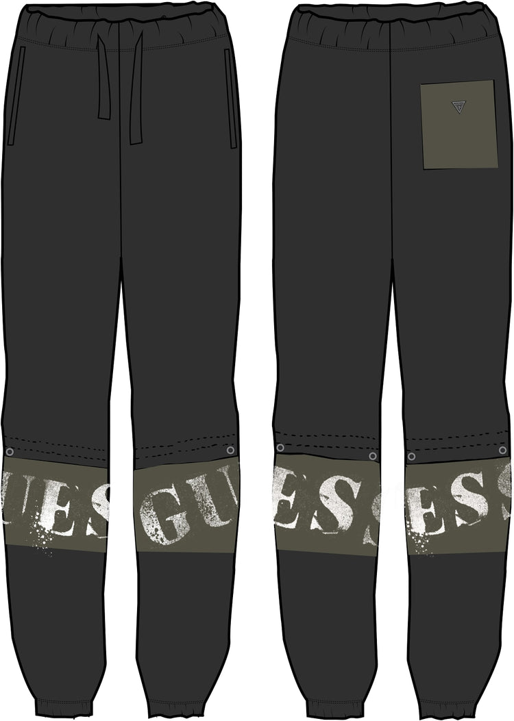 PANTALONE IN FELPA NERO/VERDE