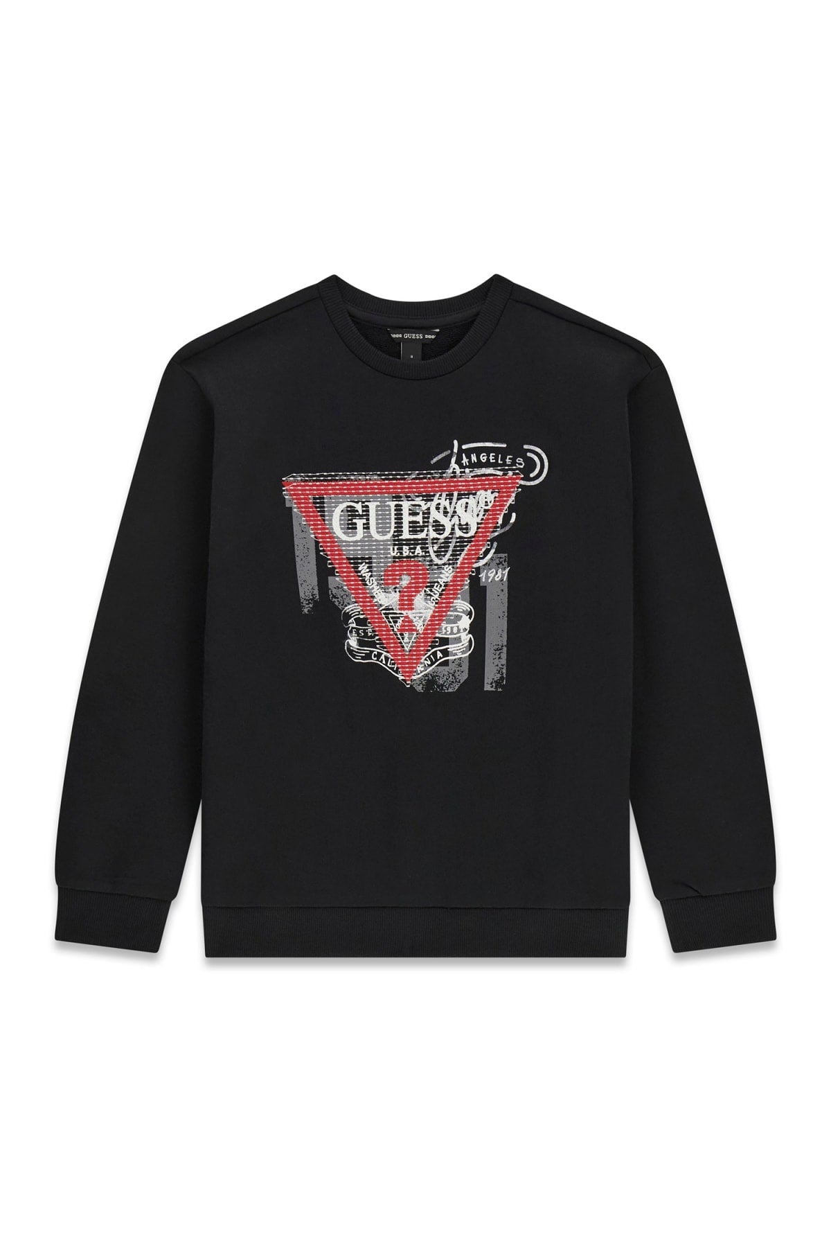 FELPA GUESS NERA TRIANGOLO ROSSO FANTASIA MURALES