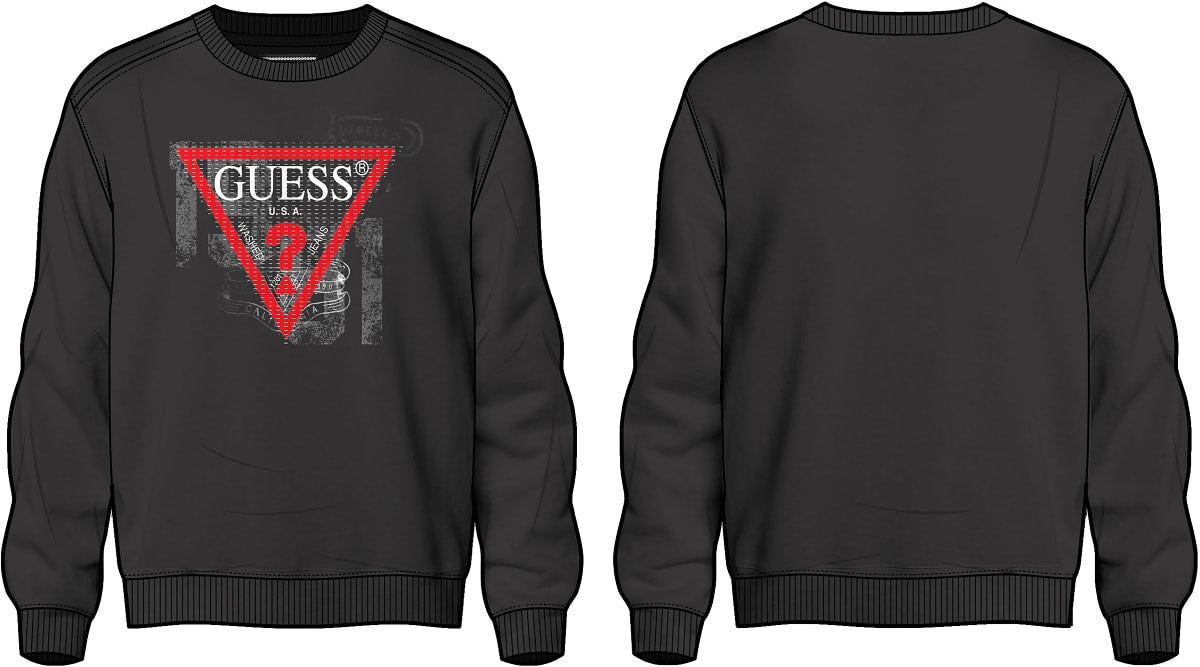 FELPA GUESS NERA TRIANGOLO ROSSO FANTASIA MURALES