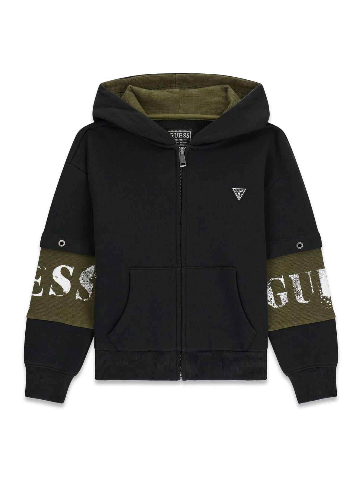 FULLZIP NERA E VERDE CON CAPPUCCIO