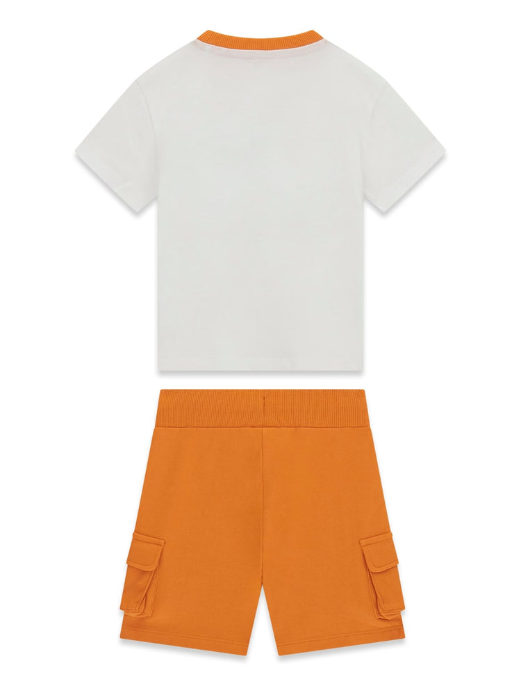 Coordinato con bermuda in felpa Guess - Bianco/Arancio