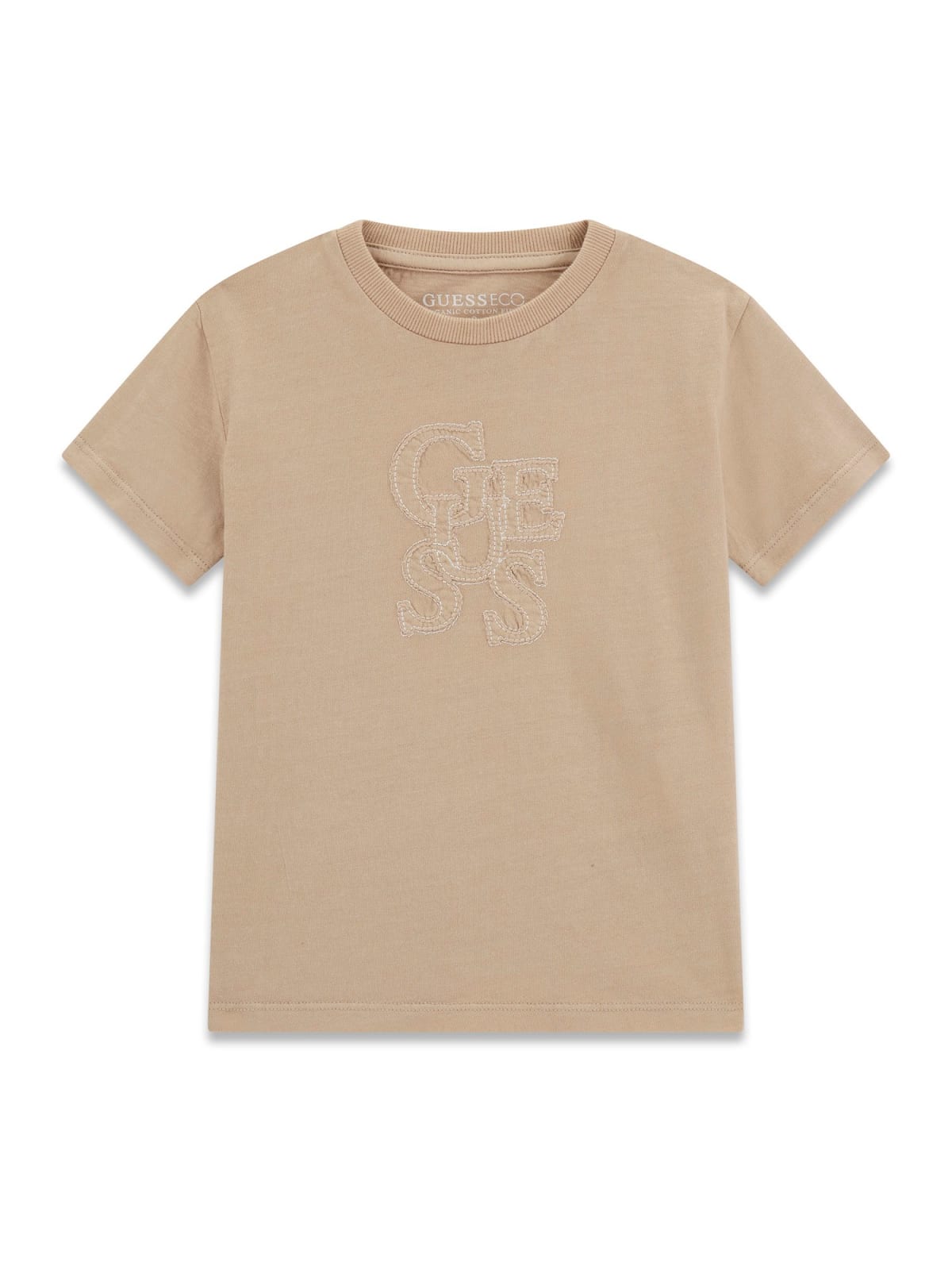 T-shirt Guess tinta unita con logo centrale - Beige