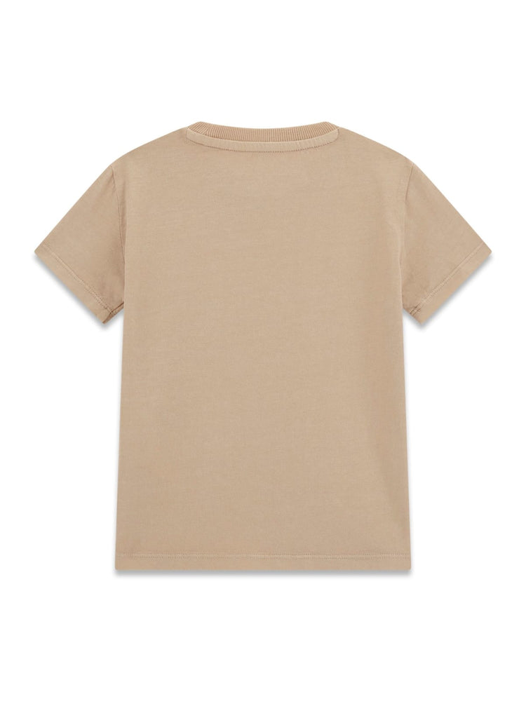 T-shirt Guess tinta unita con logo centrale - Beige