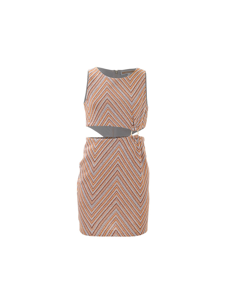 Abito Kocca Carly lurex fantasia spirale - Azzurro/Marrone