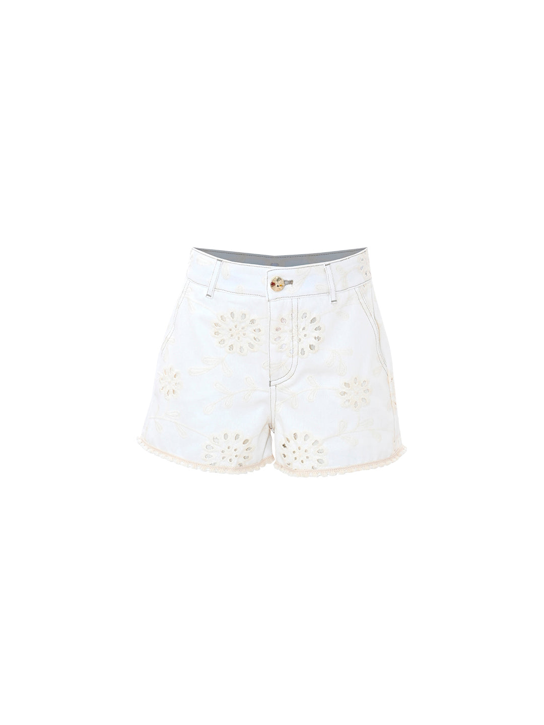 Short Kocca Sireno fantasia fiori traforati - Panna