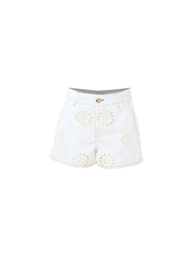 Short Kocca Sireno fantasia fiori traforati - Panna