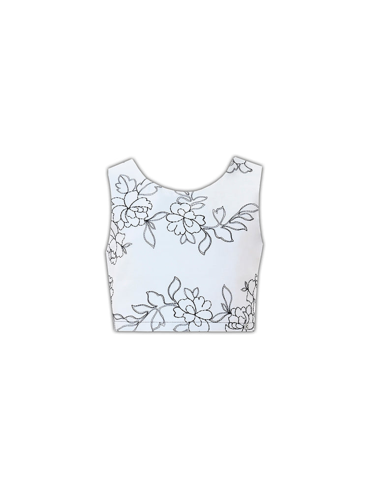 Top Kocca Muzio fantasia rose ricamate - Bianco/Nero