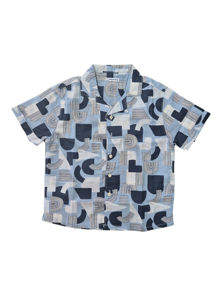Camicia Mayoral bambino fondo azzurro fantasia astratta