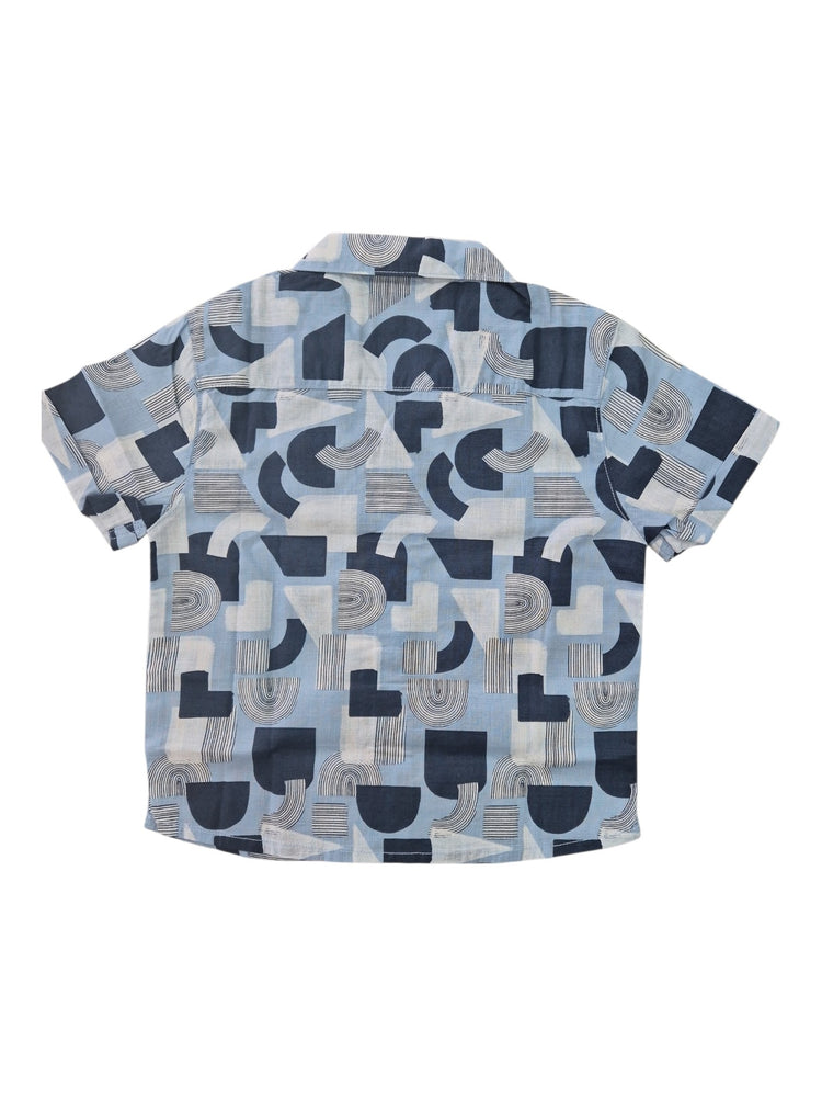 Camicia Mayoral bambino fondo azzurro fantasia astratta
