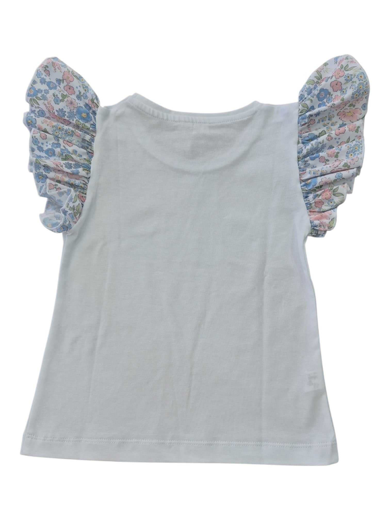 T-Shirt Meia Pata bianco con maniche fantasia flowers