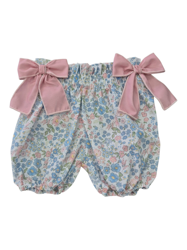 Shorts Meia Pata palloncino fantasia flowers - Azzurro/Rosa