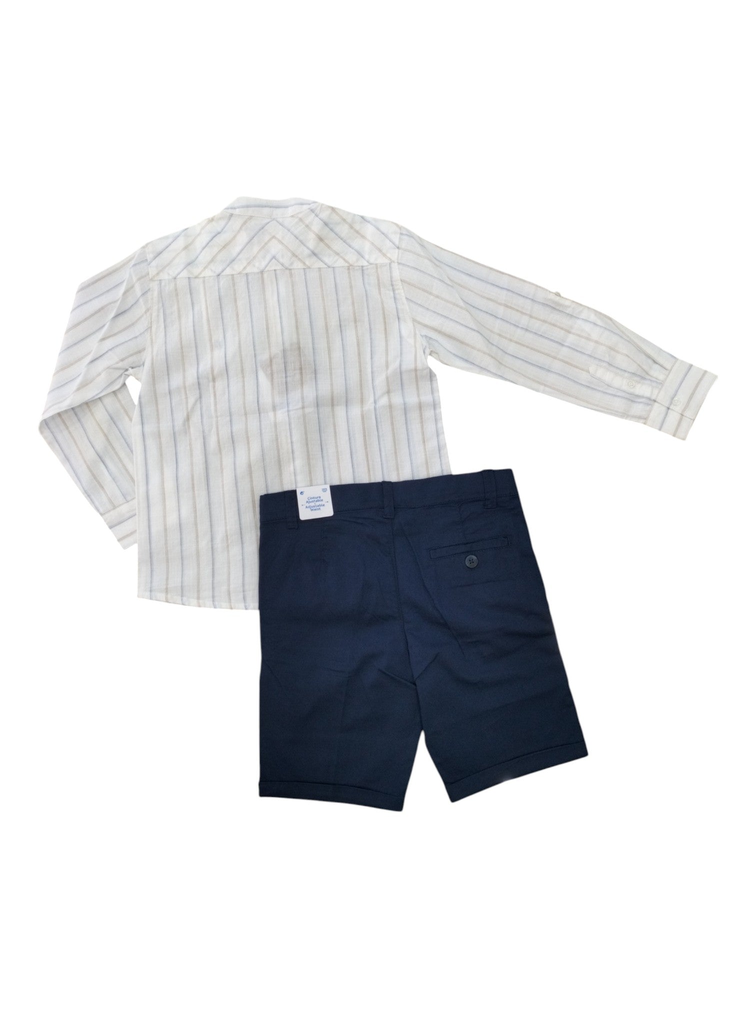 Completo due pezzi Mayoral camicia a righe e bermuda blu