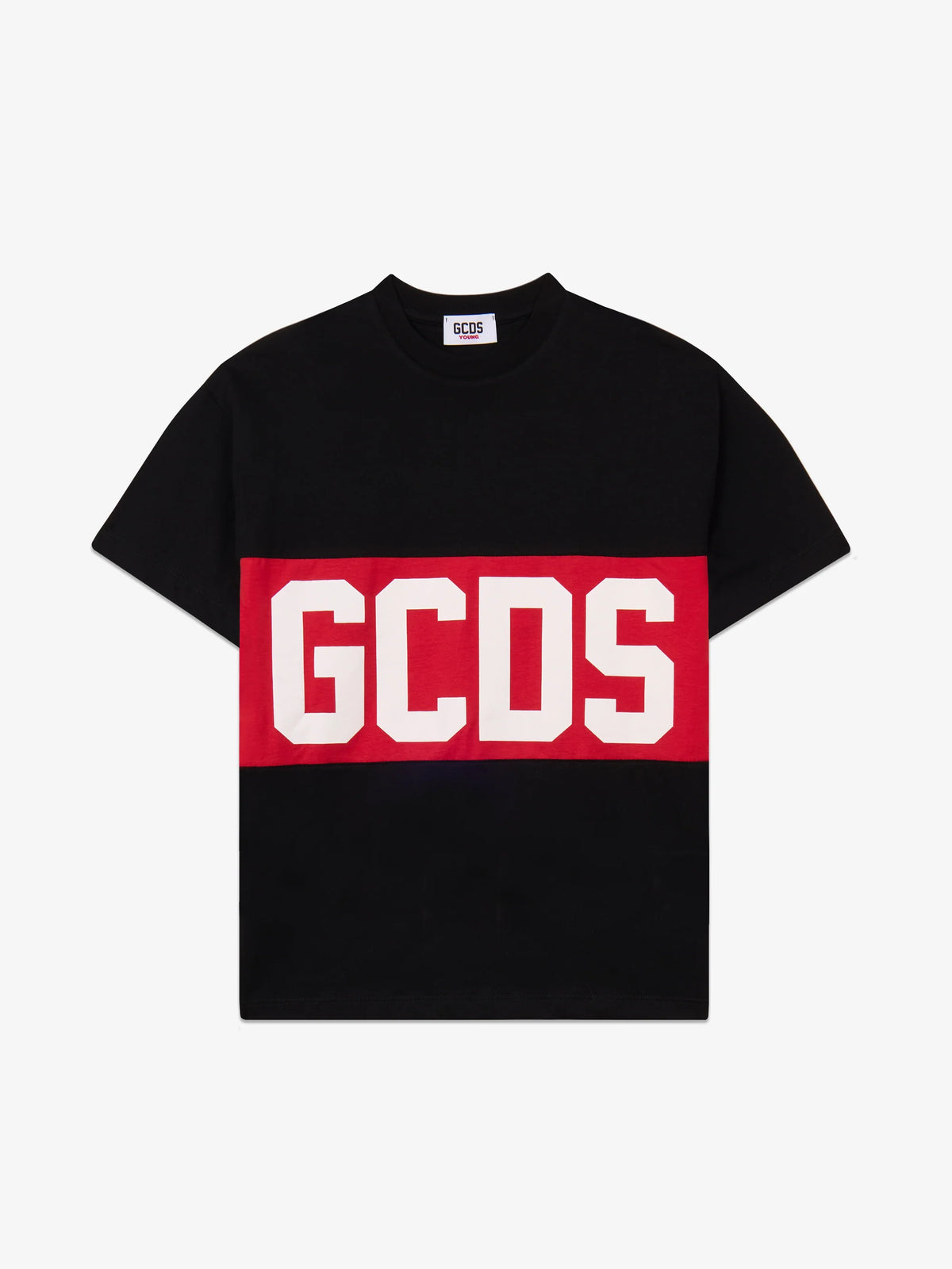 T-SHIRT GCDS BAND LOGO M/L FONDO NERO LOGO BIANCO