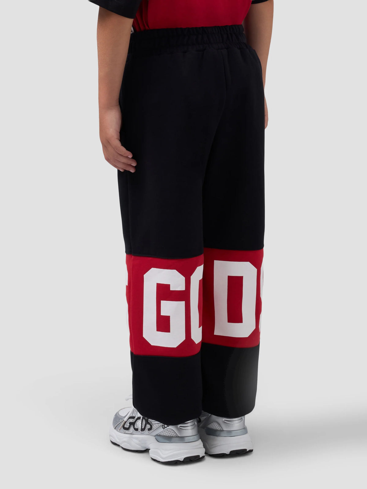 PANTALONE BAND LOGO GCDS NERO LOGO ROSSO