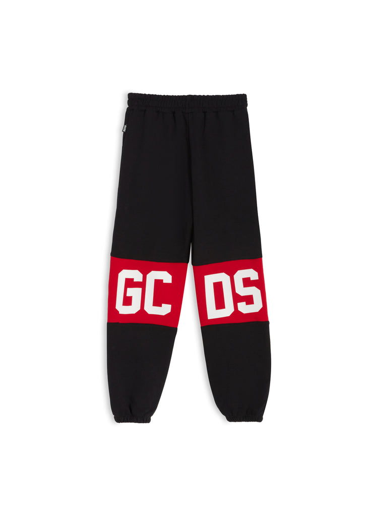 PANTALONE BAND LOGO GCDS NERO LOGO ROSSO