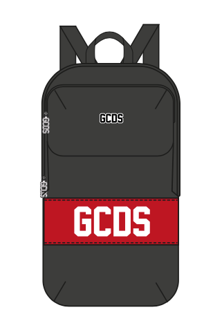 ZAINO BAND LOGO GCDS FONDO NERO LOGO ROSSO