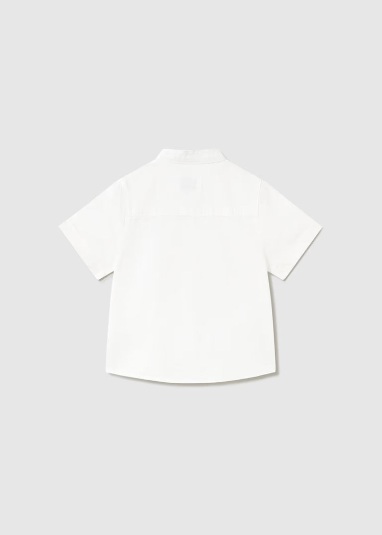 Camicia in lino con collo alla coreana neonato Mayoral - Bianco