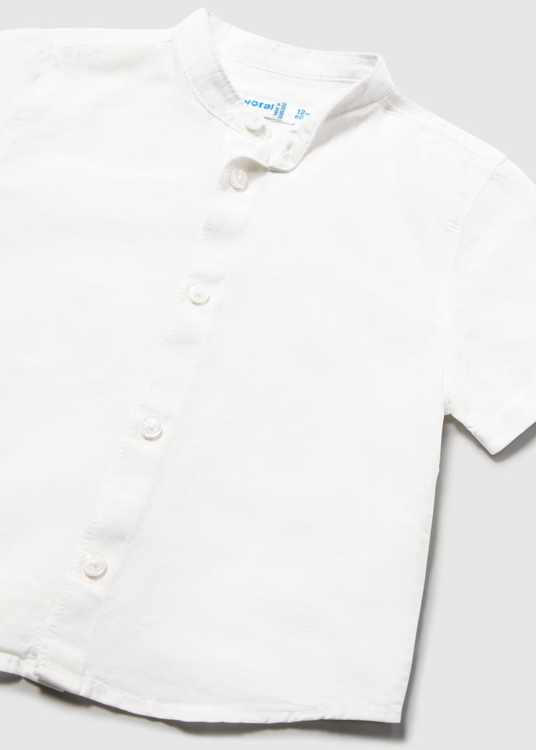 Camicia in lino con collo alla coreana neonato Mayoral - Bianco