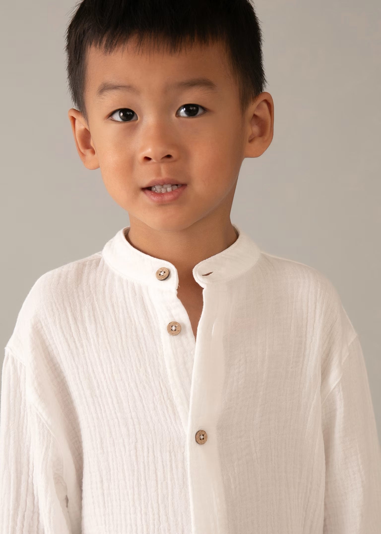 Camicia manica lunga bambula colletto alla coreana bambino Mayoral - Bianco