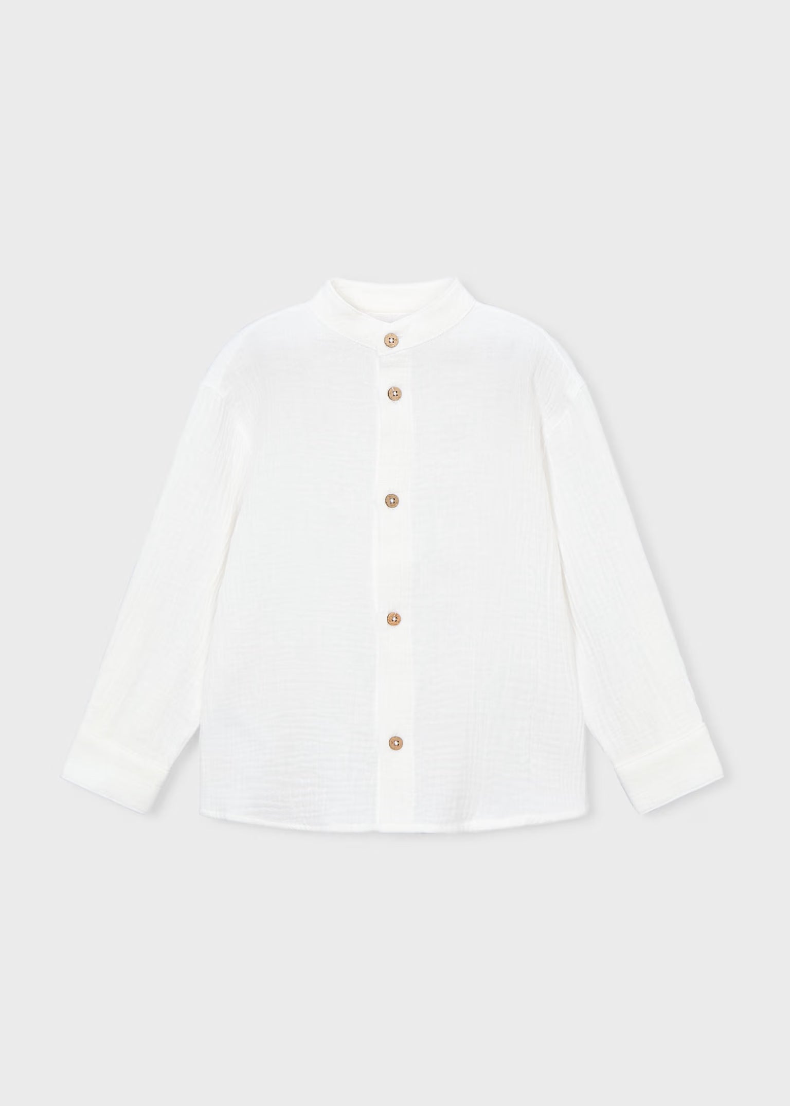 Camicia manica lunga bambula colletto alla coreana bambino Mayoral - Bianco
