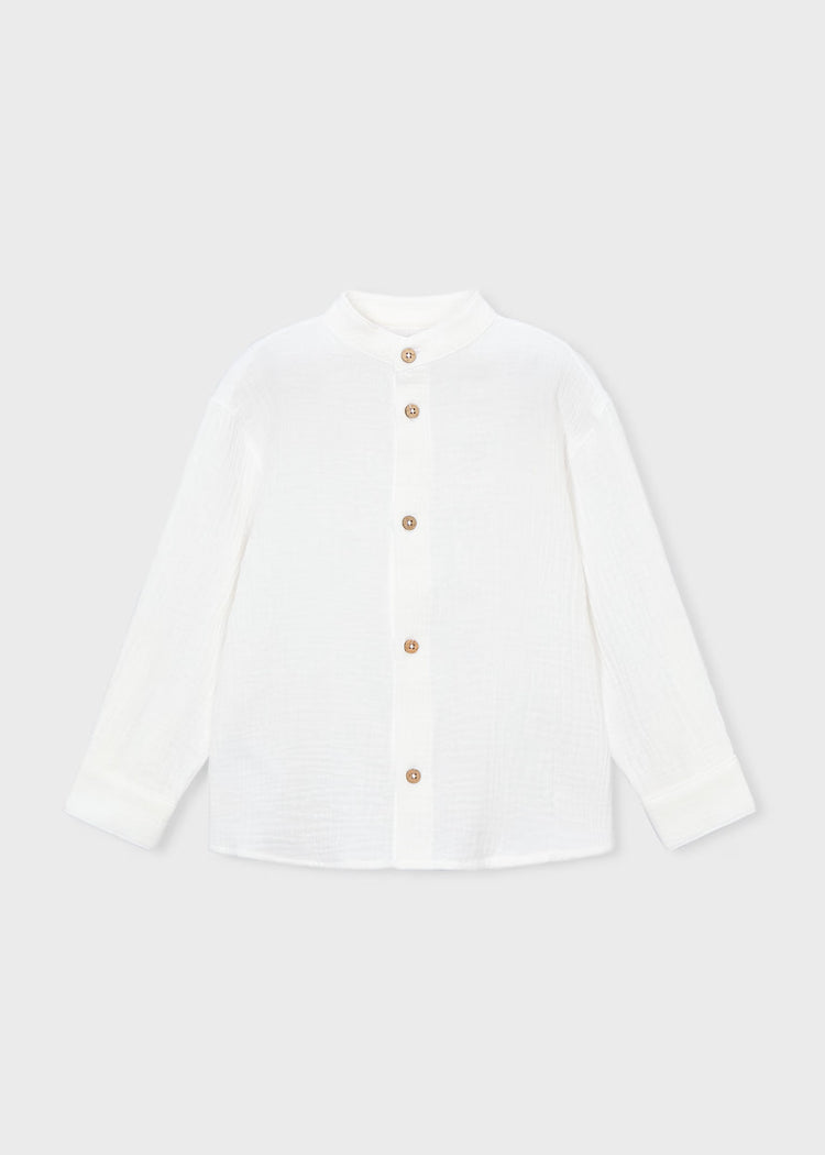 Camicia manica lunga bambula colletto alla coreana bambino Mayoral - Bianco