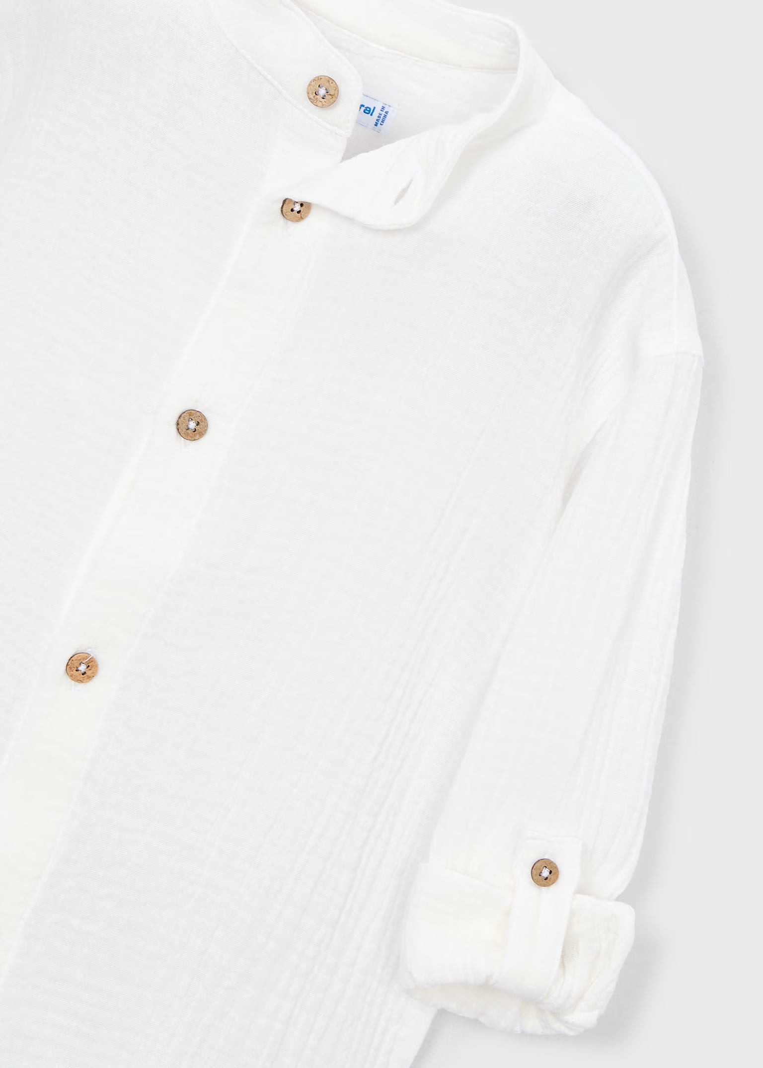 Camicia manica lunga bambula colletto alla coreana bambino Mayoral - Bianco