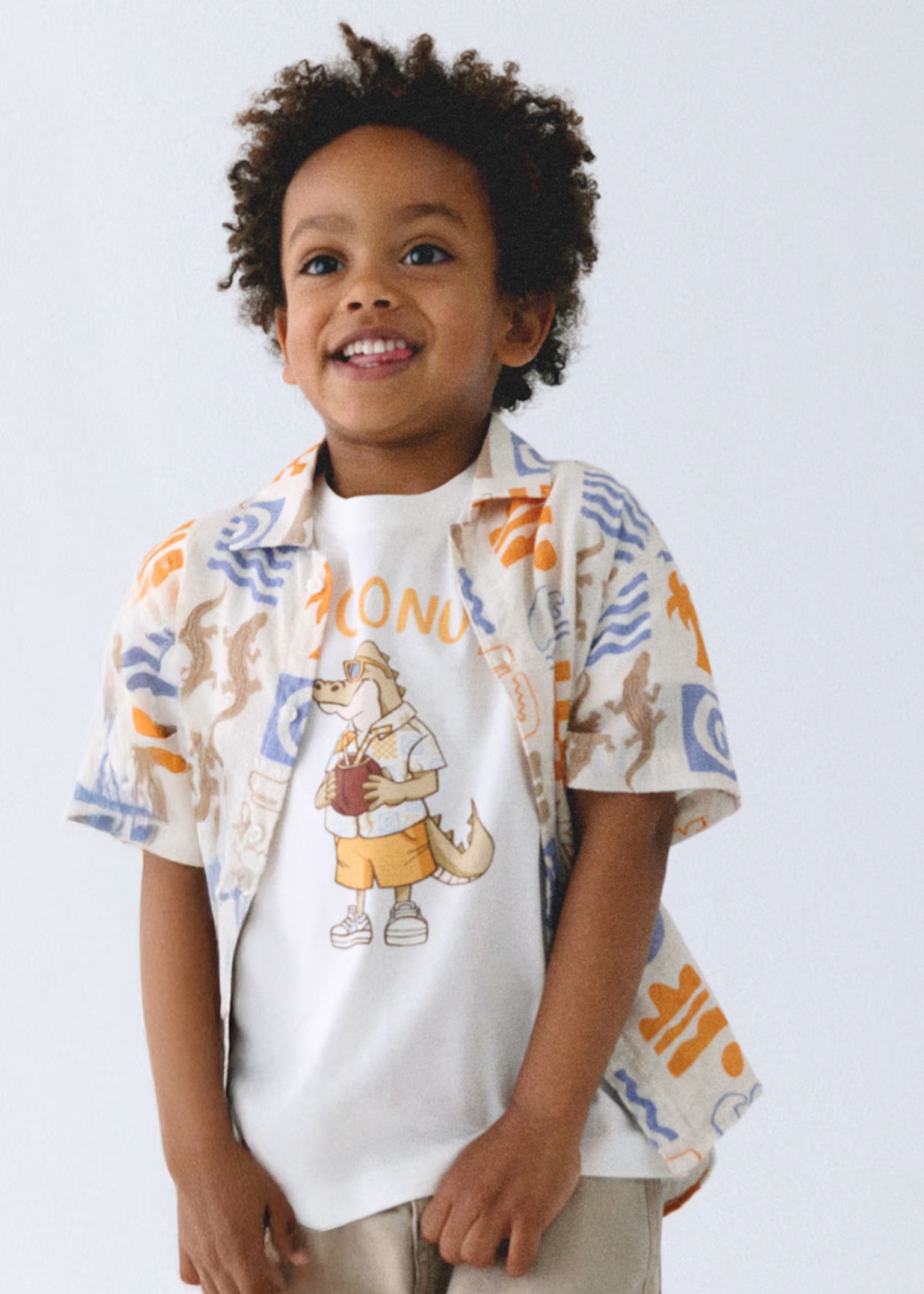 Camicia Mayotal mezza manica in lino - Fantasia Coccodrillo