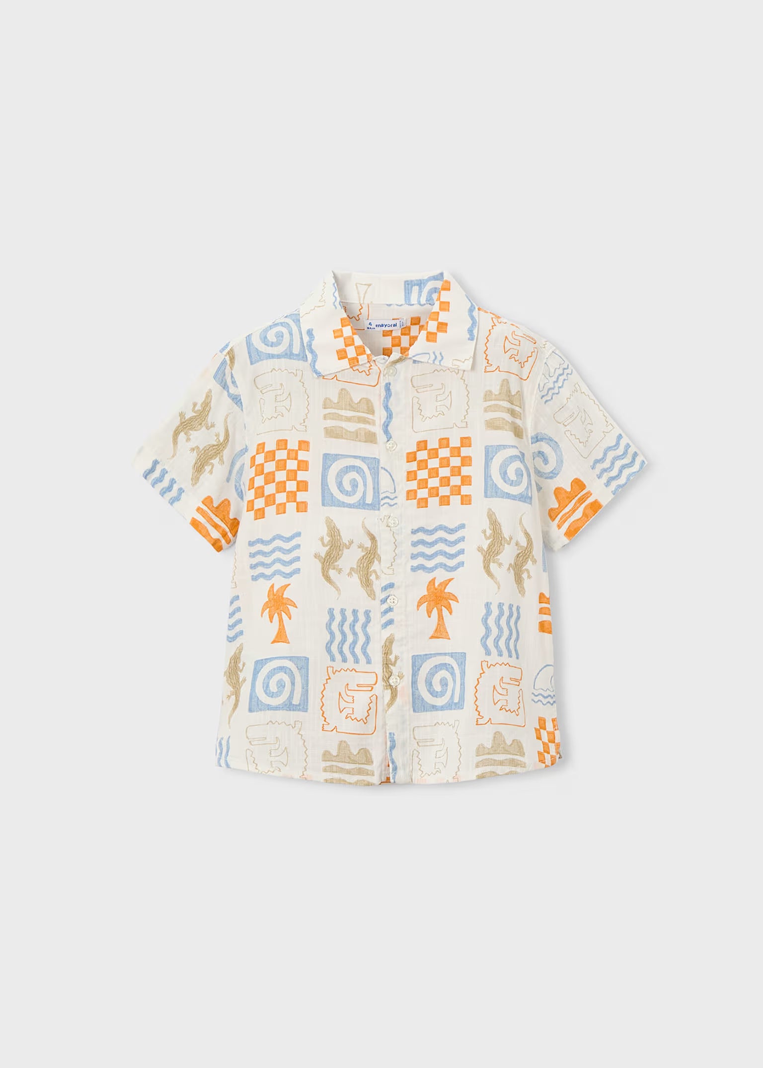Camicia Mayotal mezza manica in lino - Fantasia Coccodrillo