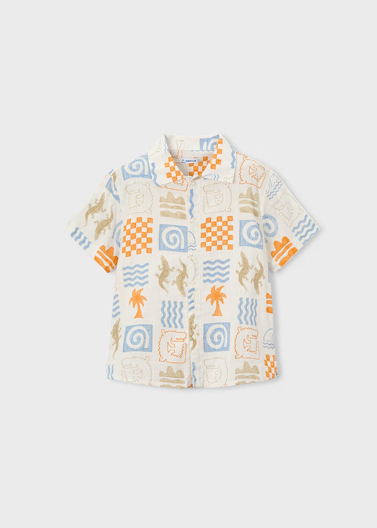 Camicia Mayotal mezza manica in lino - Fantasia Coccodrillo