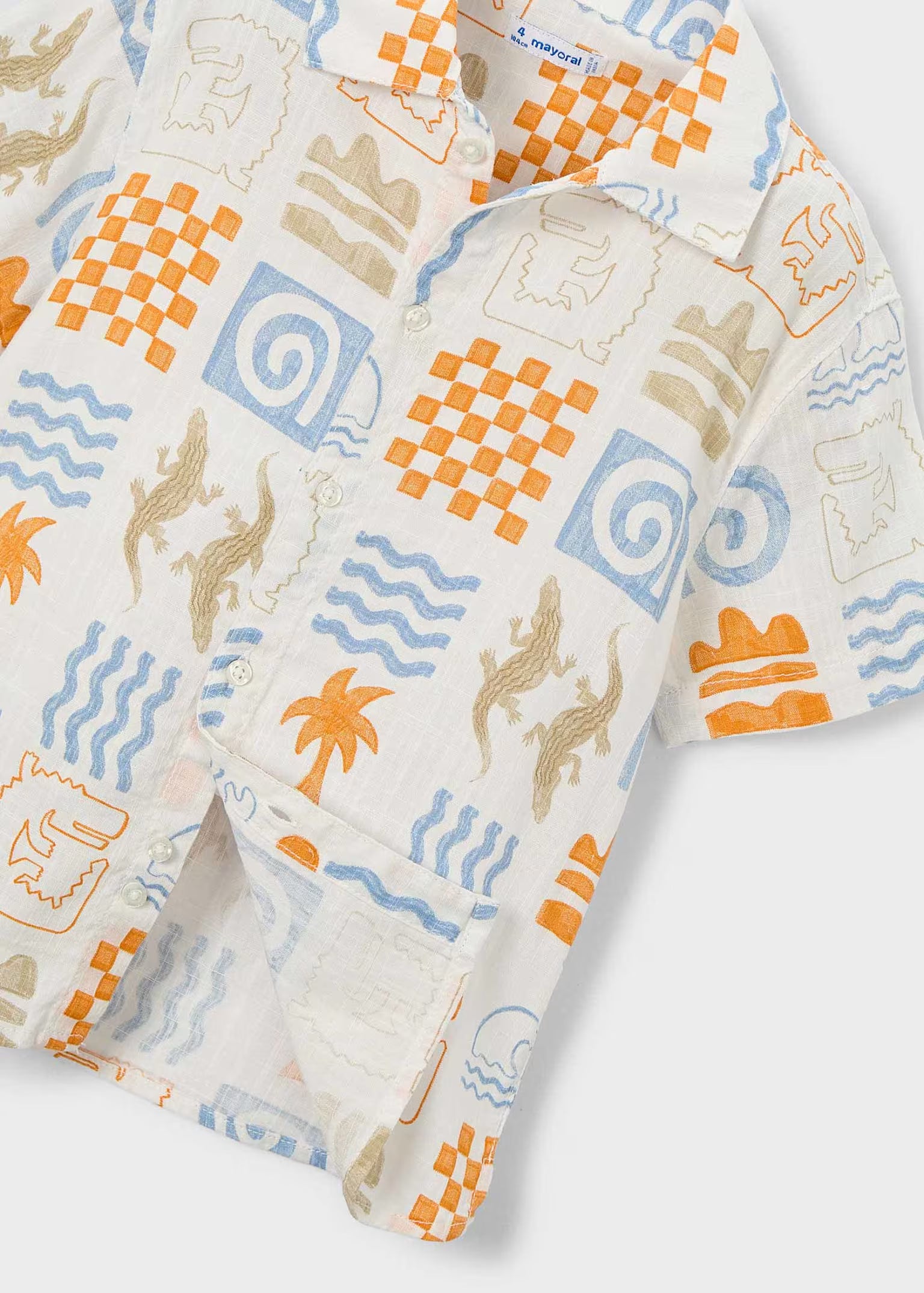 Camicia Mayotal mezza manica in lino - Fantasia Coccodrillo