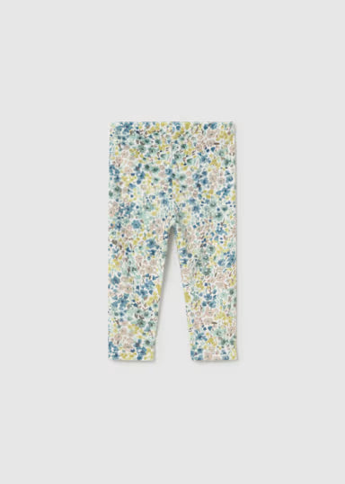 COORDINATO 3P VERDE SALVIA SMANICATO PELLICCIA SHIRT PANNA E LEGGINS FIORI
