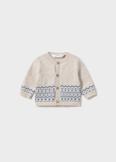 COORDINATO NASCITA 3PZ IN TRICOT BEIGE/AZZURRO