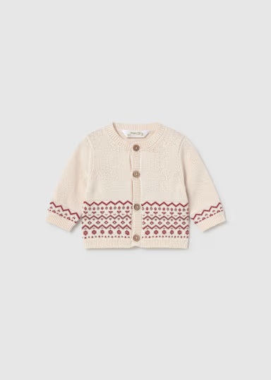 COORDINATO NASCITA 3PZ IN TRICOT BEIGE/BORDOUX