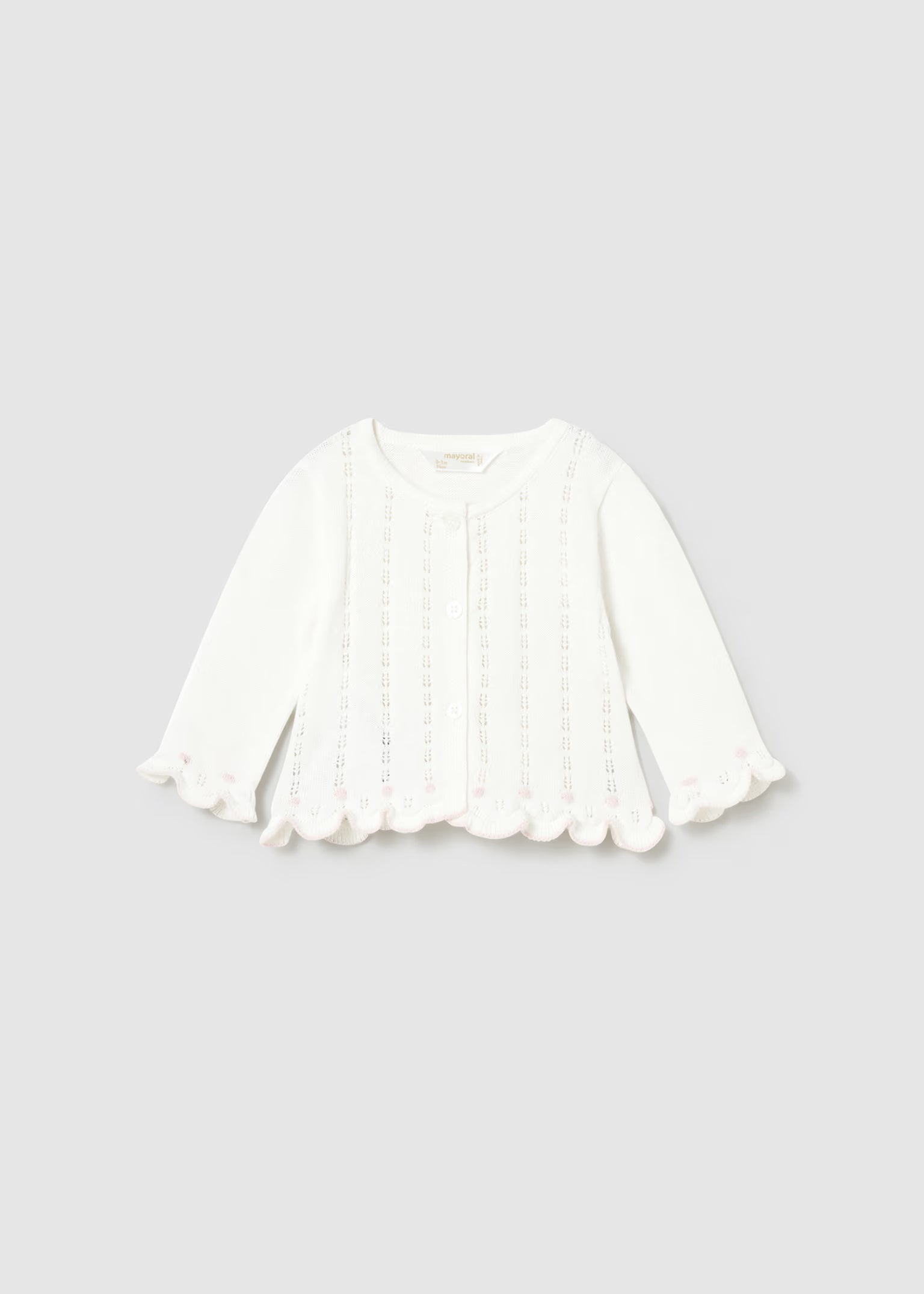 Completo 3 pezzi tricot neonata - Bianco/Rosa