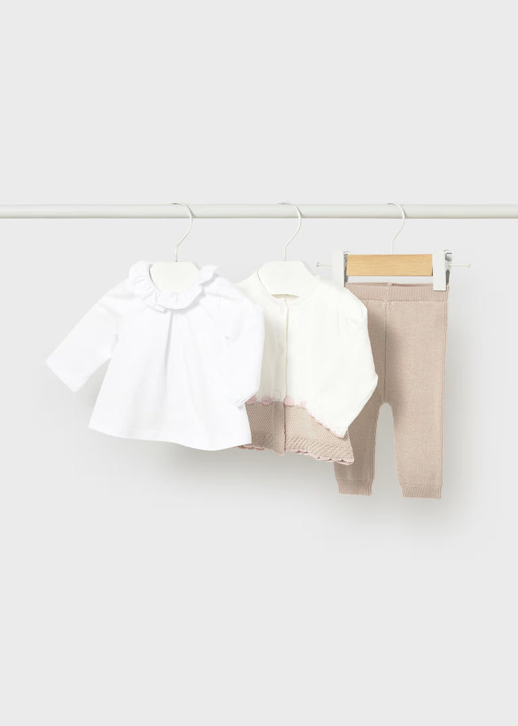Completo 3 pezzi Mayoral tricot neonata - Beige
