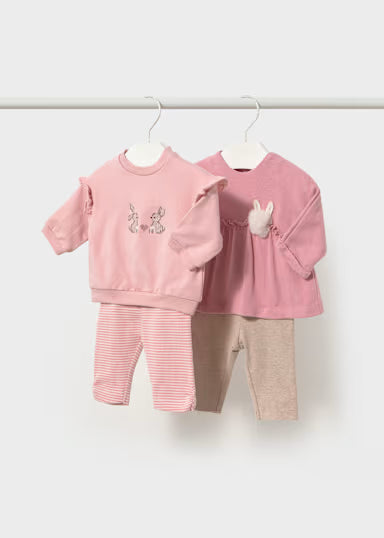 COPPIA COMPLETI PON POM PELOUCHE ROSA/BEIGE