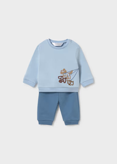 COPPIA COMPLETI IN FELPA AZZURRO/MARRONE FANTASIA CAGNOLINO