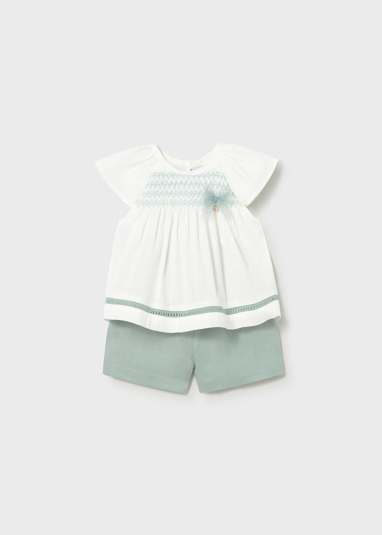 Completo bermuda e blusa neonata Mayoral - Verde menta