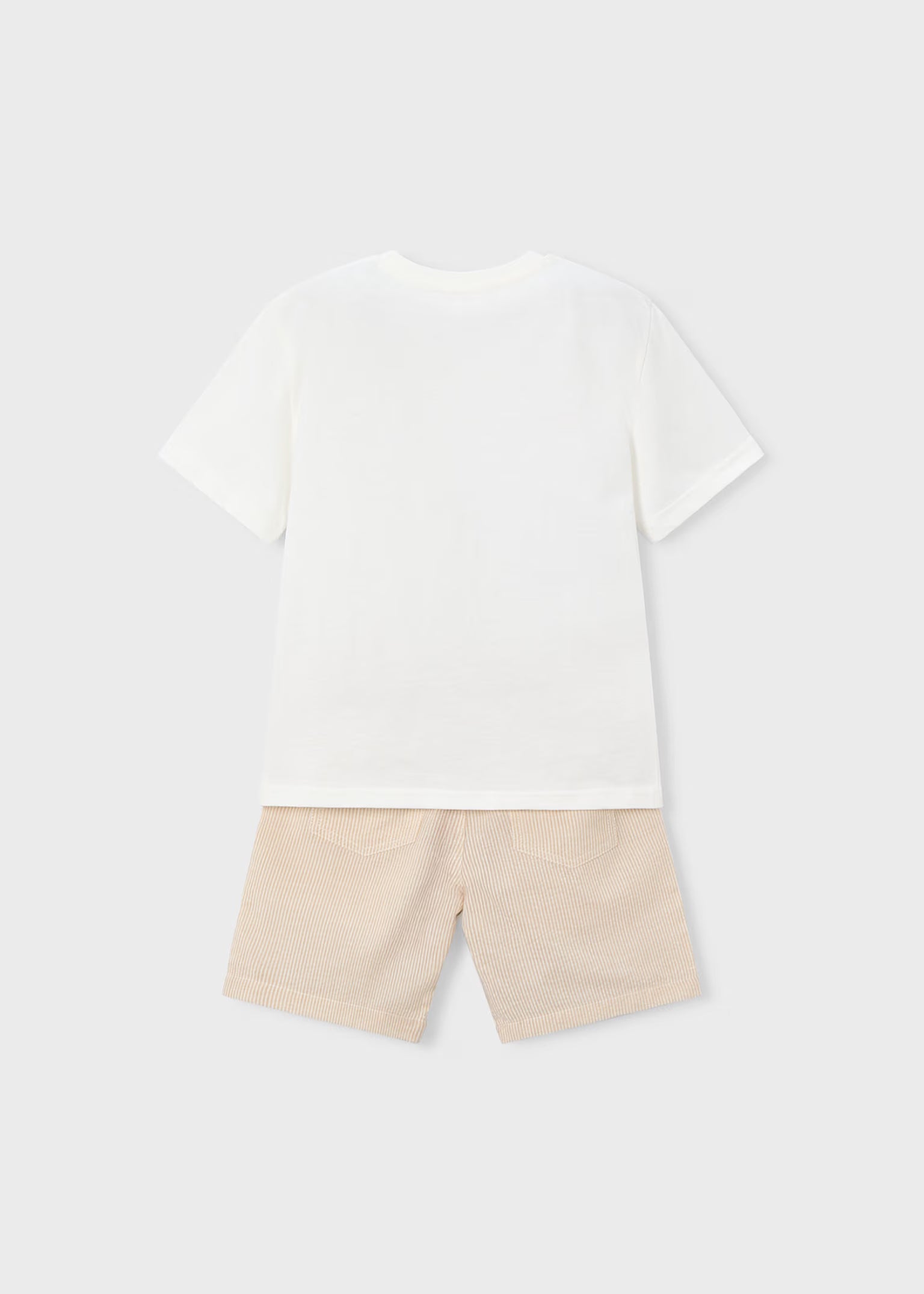 Completo bermuda e maglietta ricamata bambino - Beige