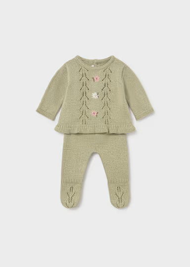COORDINATO IN TRICOT BLUSA E PANTALONE VERDE