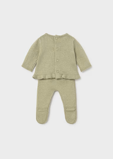 COORDINATO IN TRICOT BLUSA E PANTALONE VERDE