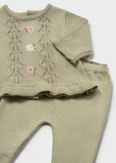 COORDINATO IN TRICOT BLUSA E PANTALONE VERDE