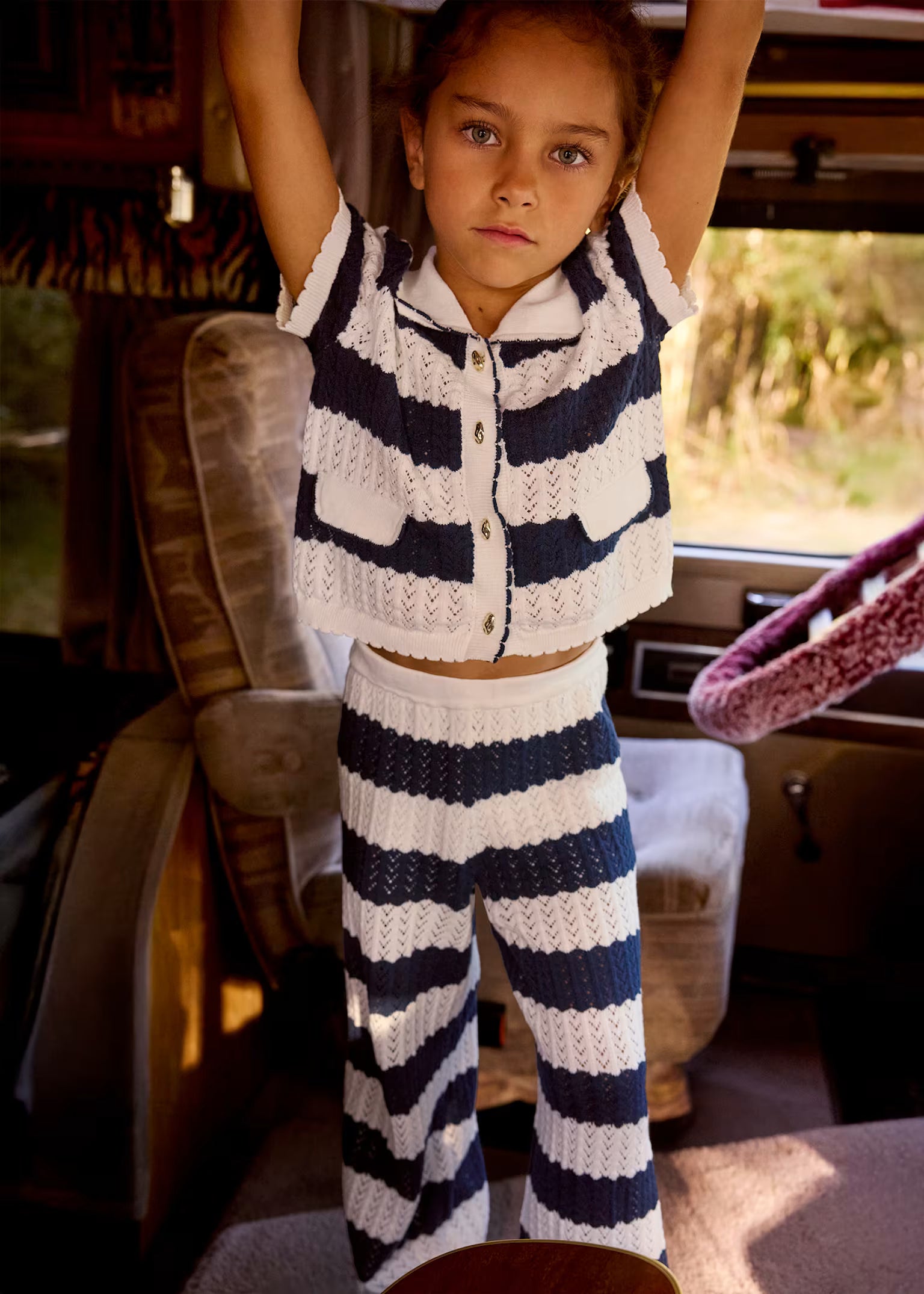 Completo giacca e pantalone bambina Mayoral - Panna/Blu