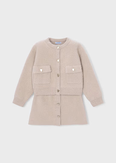 COORDINATO PELUCHE GIACCHINO E GONNA BEIGE