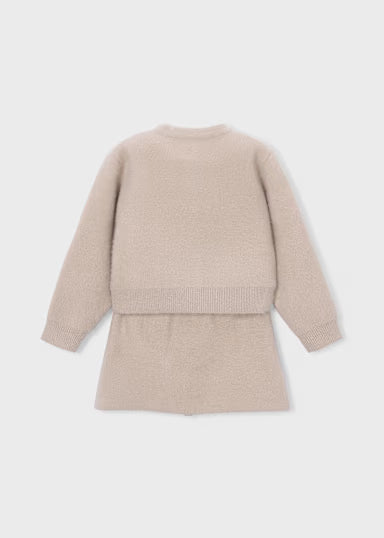 COORDINATO PELUCHE GIACCHINO E GONNA BEIGE