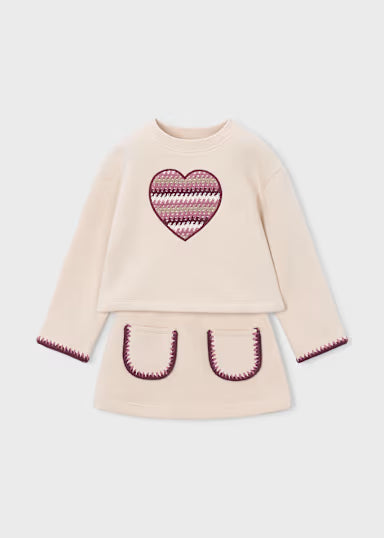 COORDINATO CUORE IN FELPA BEIGE