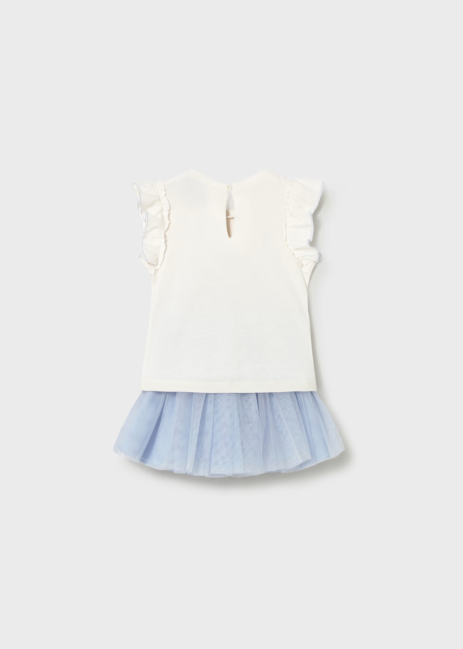 Completo gonna tulle e maglietta con volant Mayoral neonata - Bianco/Azzurro