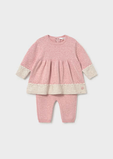 COORDINATO IN TRICOT ROSA BABY /BEIGE