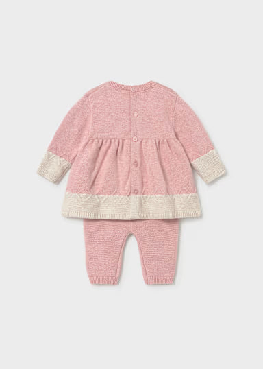 COORDINATO IN TRICOT ROSA BABY /BEIGE