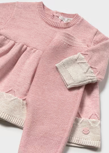 COORDINATO IN TRICOT ROSA BABY /BEIGE